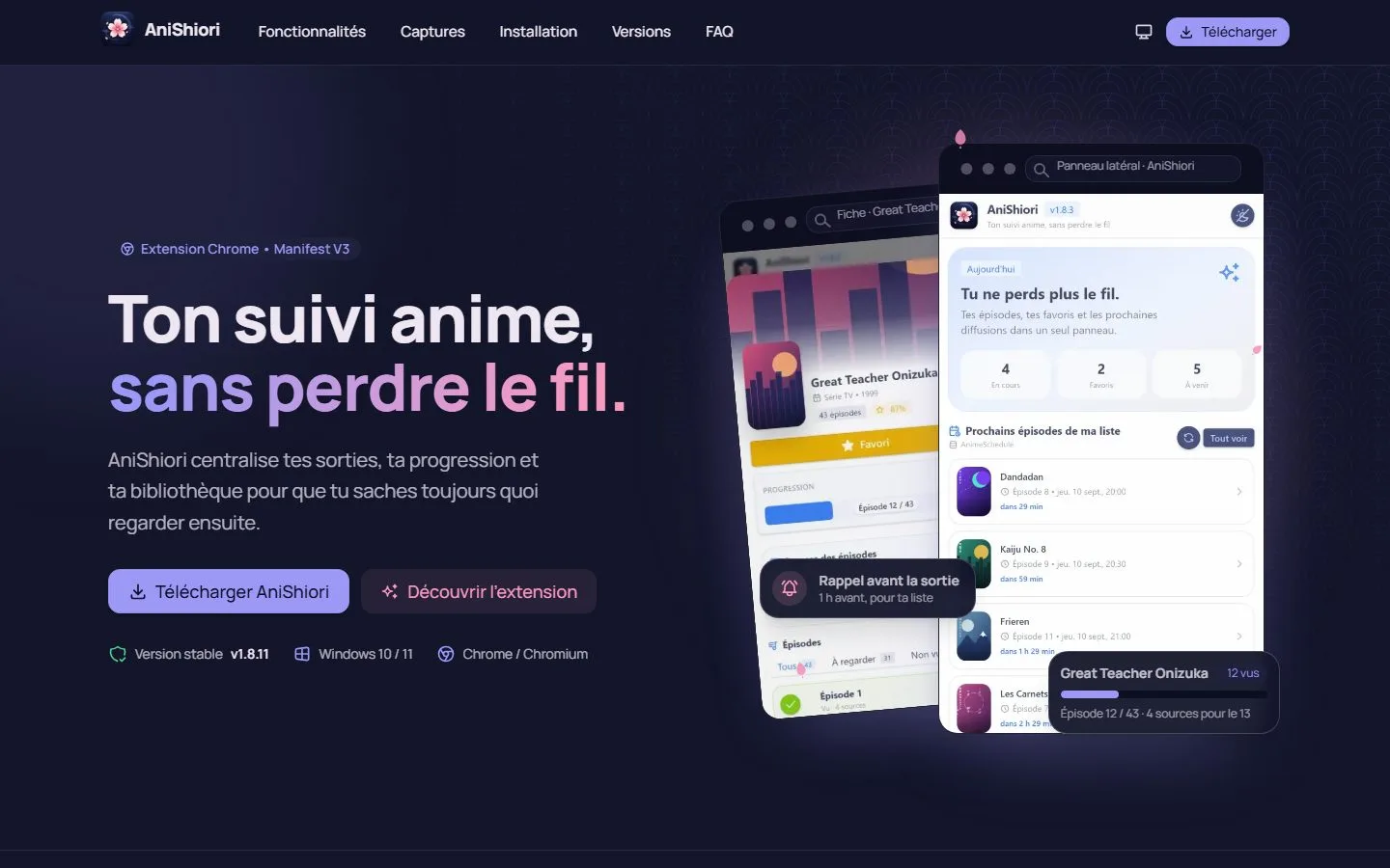 Page d'accueil du site d'AniShiori