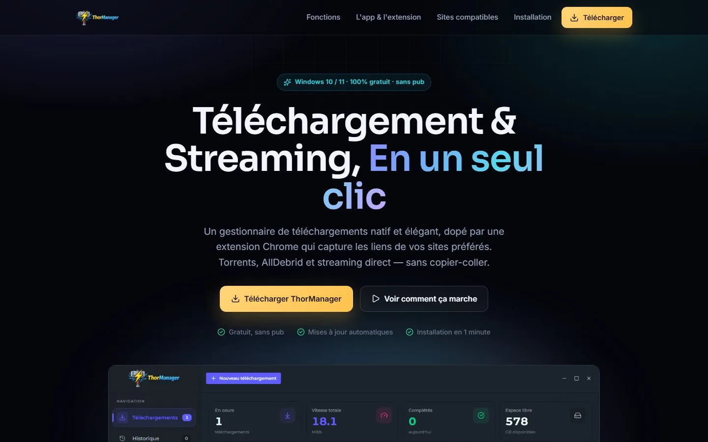 Page d'accueil du site de ThorManager